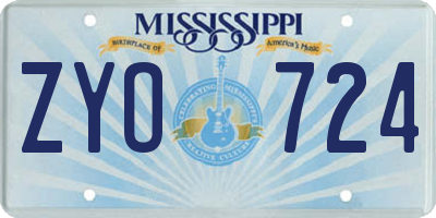 MS license plate ZYO724