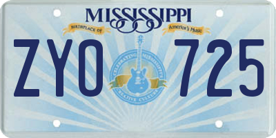 MS license plate ZYO725