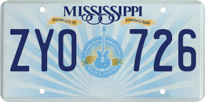 MS license plate ZYO726