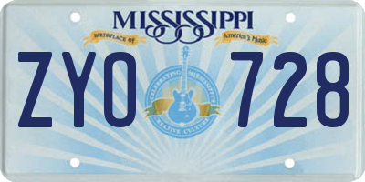 MS license plate ZYO728
