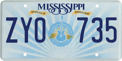 MS license plate ZYO735