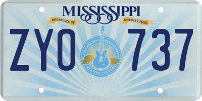 MS license plate ZYO737
