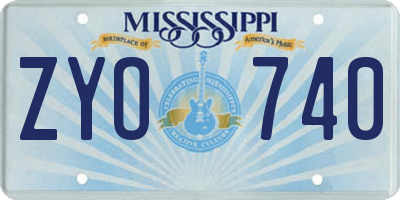 MS license plate ZYO740