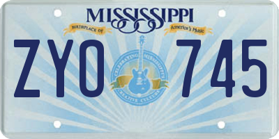 MS license plate ZYO745