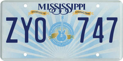 MS license plate ZYO747