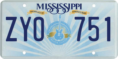 MS license plate ZYO751