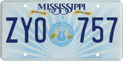 MS license plate ZYO757