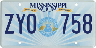 MS license plate ZYO758