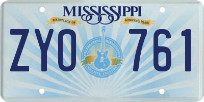 MS license plate ZYO761