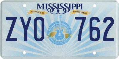 MS license plate ZYO762