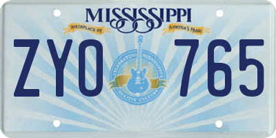 MS license plate ZYO765