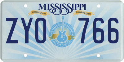 MS license plate ZYO766