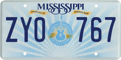 MS license plate ZYO767