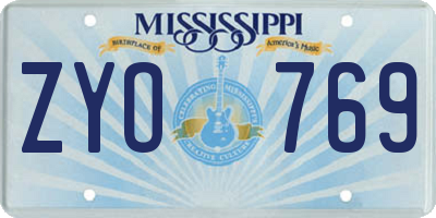 MS license plate ZYO769