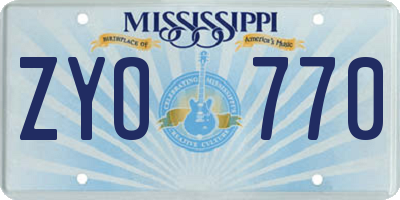 MS license plate ZYO770
