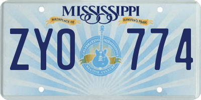 MS license plate ZYO774