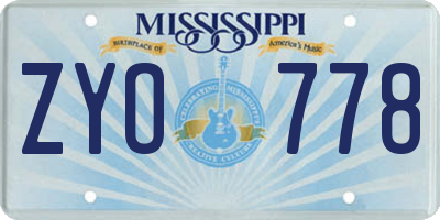 MS license plate ZYO778