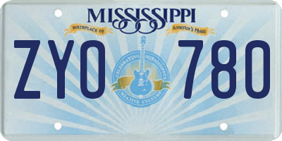 MS license plate ZYO780