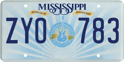 MS license plate ZYO783