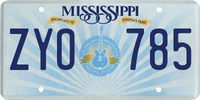 MS license plate ZYO785