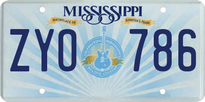 MS license plate ZYO786