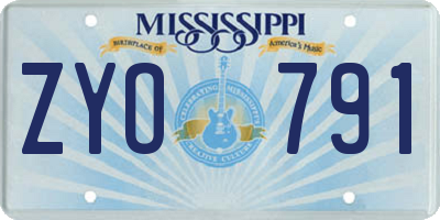 MS license plate ZYO791