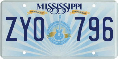 MS license plate ZYO796