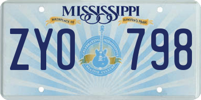 MS license plate ZYO798
