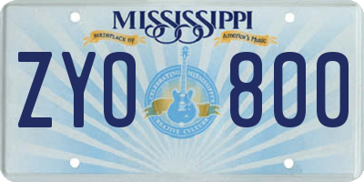 MS license plate ZYO800