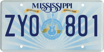 MS license plate ZYO801