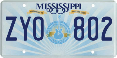 MS license plate ZYO802