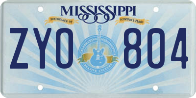 MS license plate ZYO804