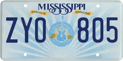 MS license plate ZYO805