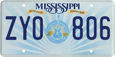 MS license plate ZYO806