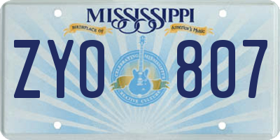 MS license plate ZYO807