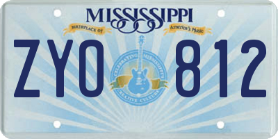 MS license plate ZYO812