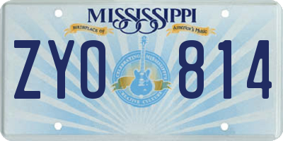 MS license plate ZYO814