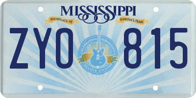 MS license plate ZYO815