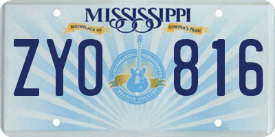 MS license plate ZYO816