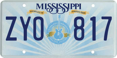 MS license plate ZYO817