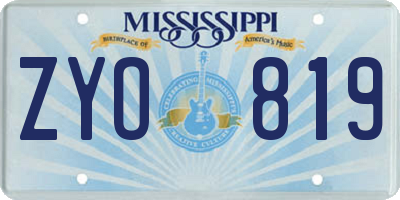 MS license plate ZYO819