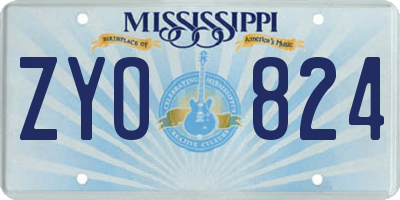 MS license plate ZYO824