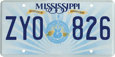 MS license plate ZYO826