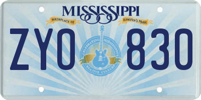 MS license plate ZYO830