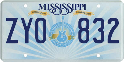 MS license plate ZYO832