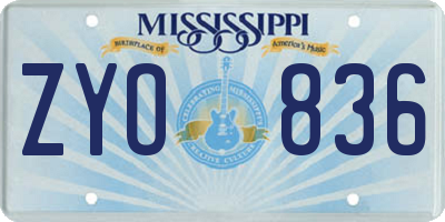 MS license plate ZYO836