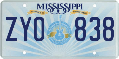 MS license plate ZYO838