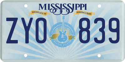 MS license plate ZYO839