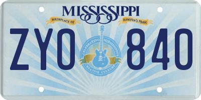 MS license plate ZYO840