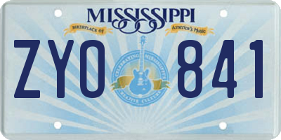 MS license plate ZYO841
